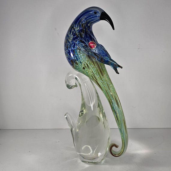 Formia Vetri Di Murano Italy Bird Blue Green Glass Figurine 58/500