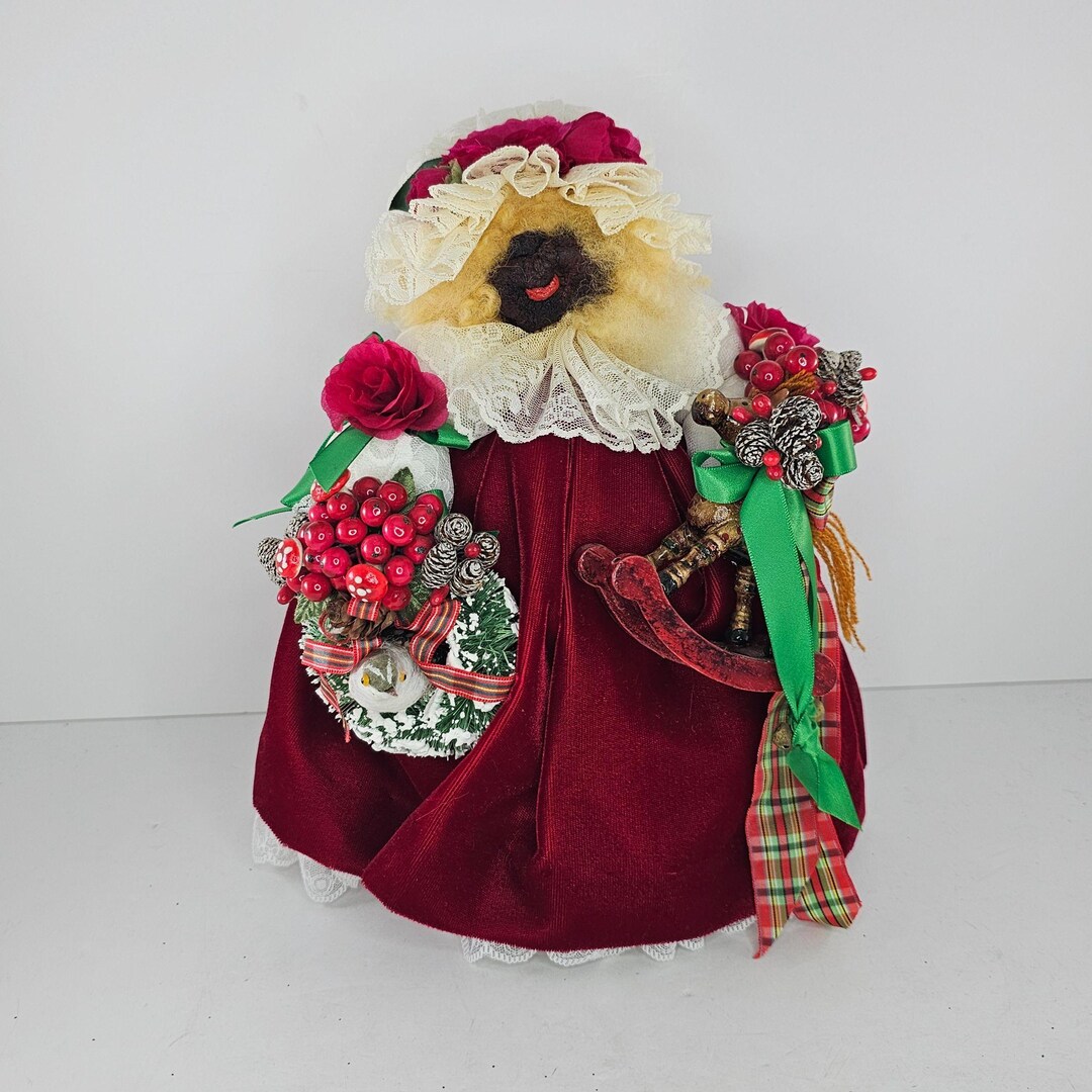 Vintage Apple Whimseys Lita Gates Mrs Claus Christmas Bear Dried