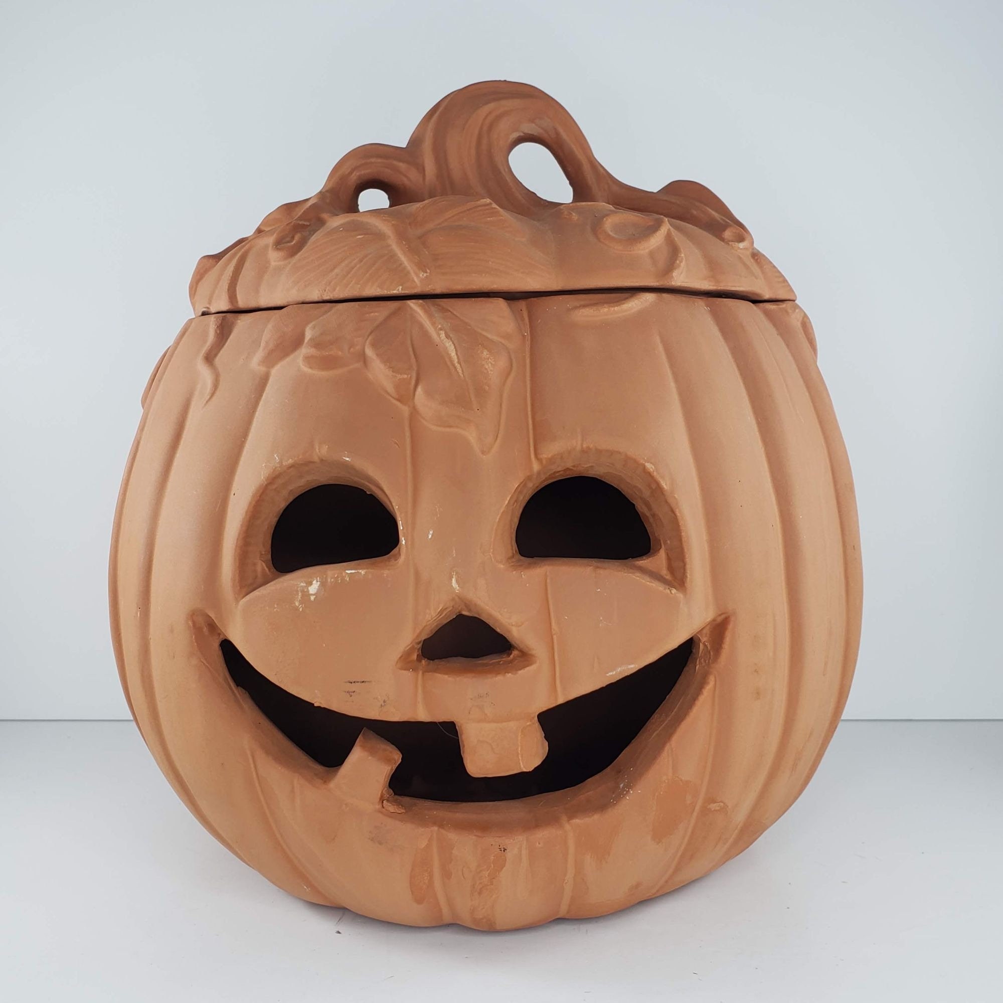 Terra Cotta Clay Pottery Halloween Jack O Lantern Tea Light Etsy