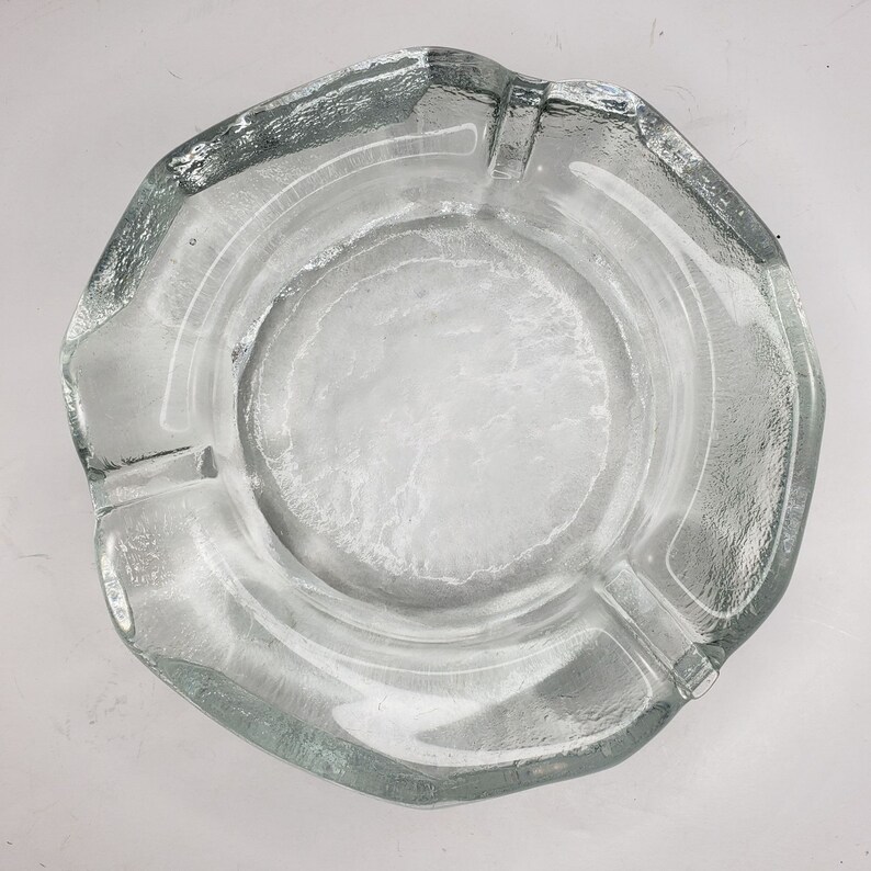Vintage Blenko Ashtray Catchall Ice Heavy Glass Clear Heavy Etsy