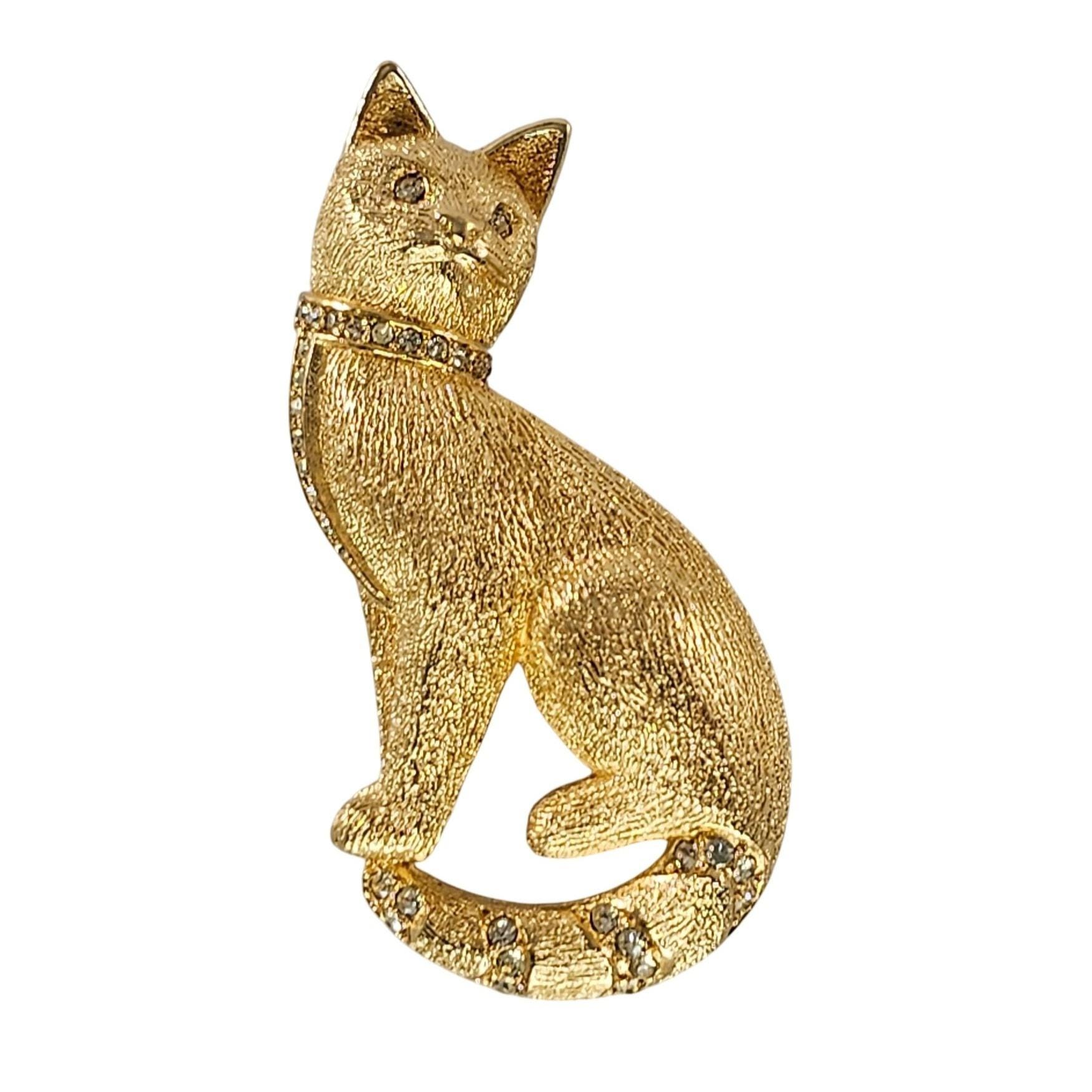 dior ねこ　ブローチ Christian Dior ディオール キャット ブローチ 猫 ゴールド