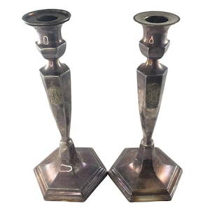 Antique Gorham Silverplate Candlesticks 1914 1913 Candle Holders