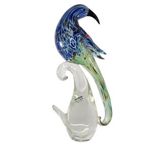 Formia Vetri Di Murano Italy Bird Blue Green Glass Figurine 58/500 REPAIRED