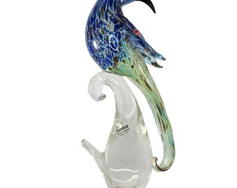 Formia Vetri Di Murano Italy Bird Blue Green Glass Figurine 58/500 REPAIRED