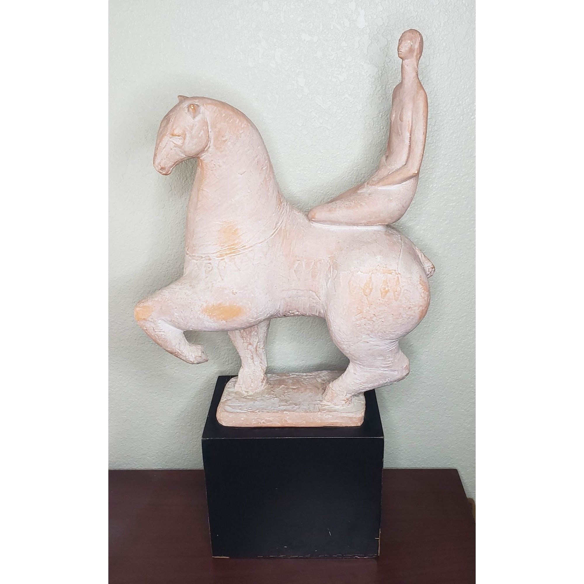 Austin Prod MCM Horse Rider Art Pottery Sculpture Signed Ken G Etsy