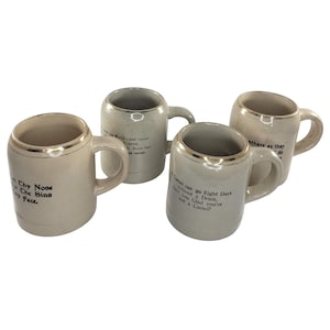 Vintage Religious Coffee Mug Beer Stein Cups Set of 4 Pottery