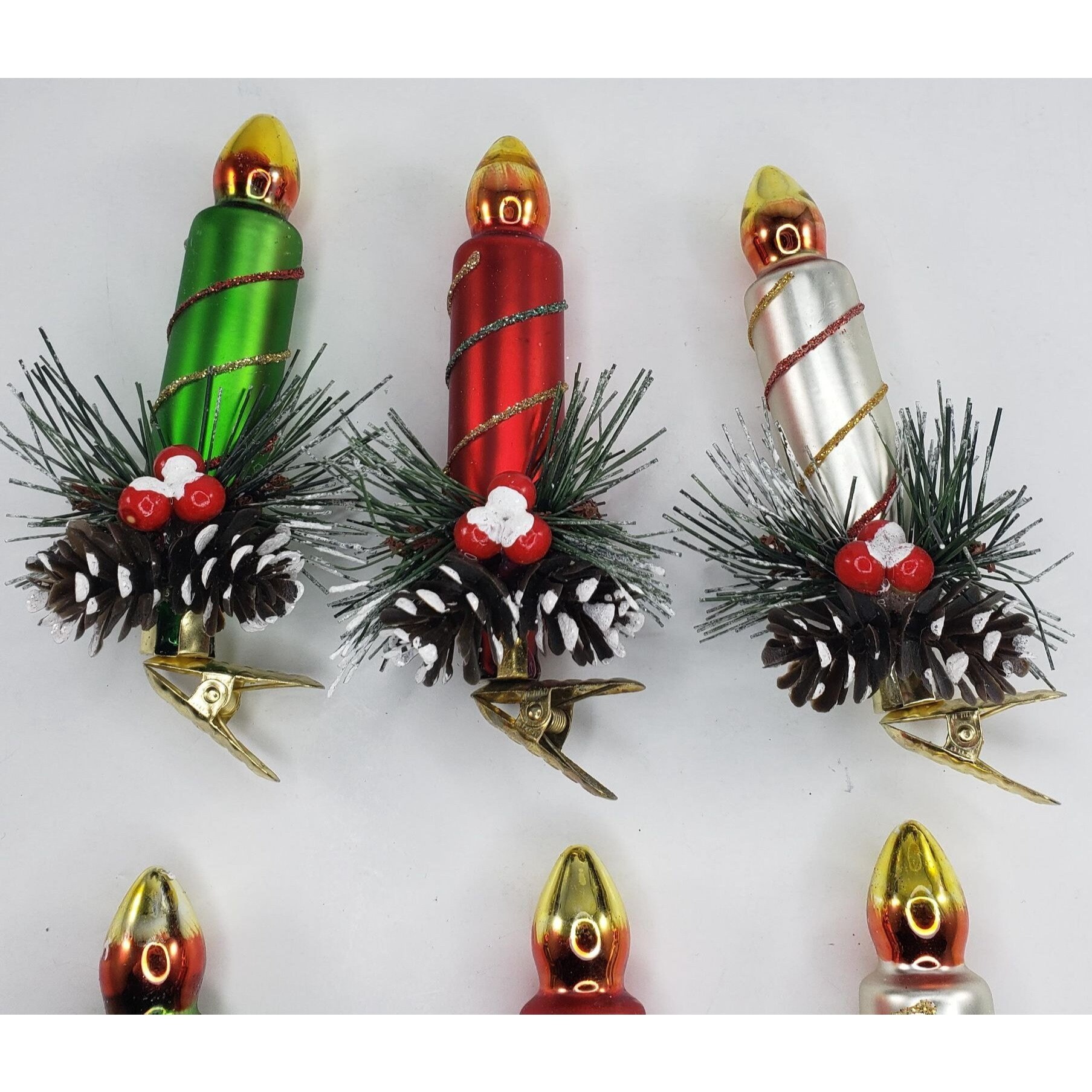 Blown Glass Candle Clip on Ornaments Christmas Set Lot of 6 Etsy