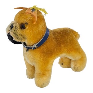Vintage Steiff Sarras Boxer 1960s Dog 4in Mohair Plush ID Button
