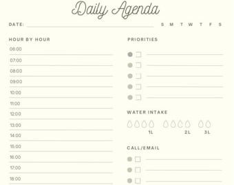 ADHD Daily Hourly Planner