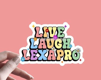 Live Laugh Lexapro - Sticker | Funny Sticker | Mental Health Awareness | Depression | Introvert | Cute Aesthetic Retro Decal | Water Bottle