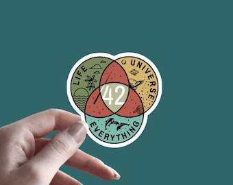 42 ~ The Answer to Life, the Universe, and Everything - Sticker | Hitchhiker&#39;s - Sticker | 42 Sticker | The Meaning To Life Sticker |