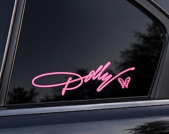 Dolly Parton Signature Decal w/ Butterfly - Vinyl Decal | Tribute decal