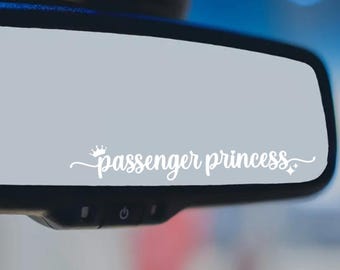 Passenger Princess - Decal | Car Mirror Decal Sticker | Rearview Mirror Decal | Cute Sticker | Cute Decal | Bumper Sticker