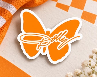 Dolly Parton Butterfly Signature - Sticker | Tribute sticker | Butterfly Sticker | Memorial Sticker | Tennessee Vols