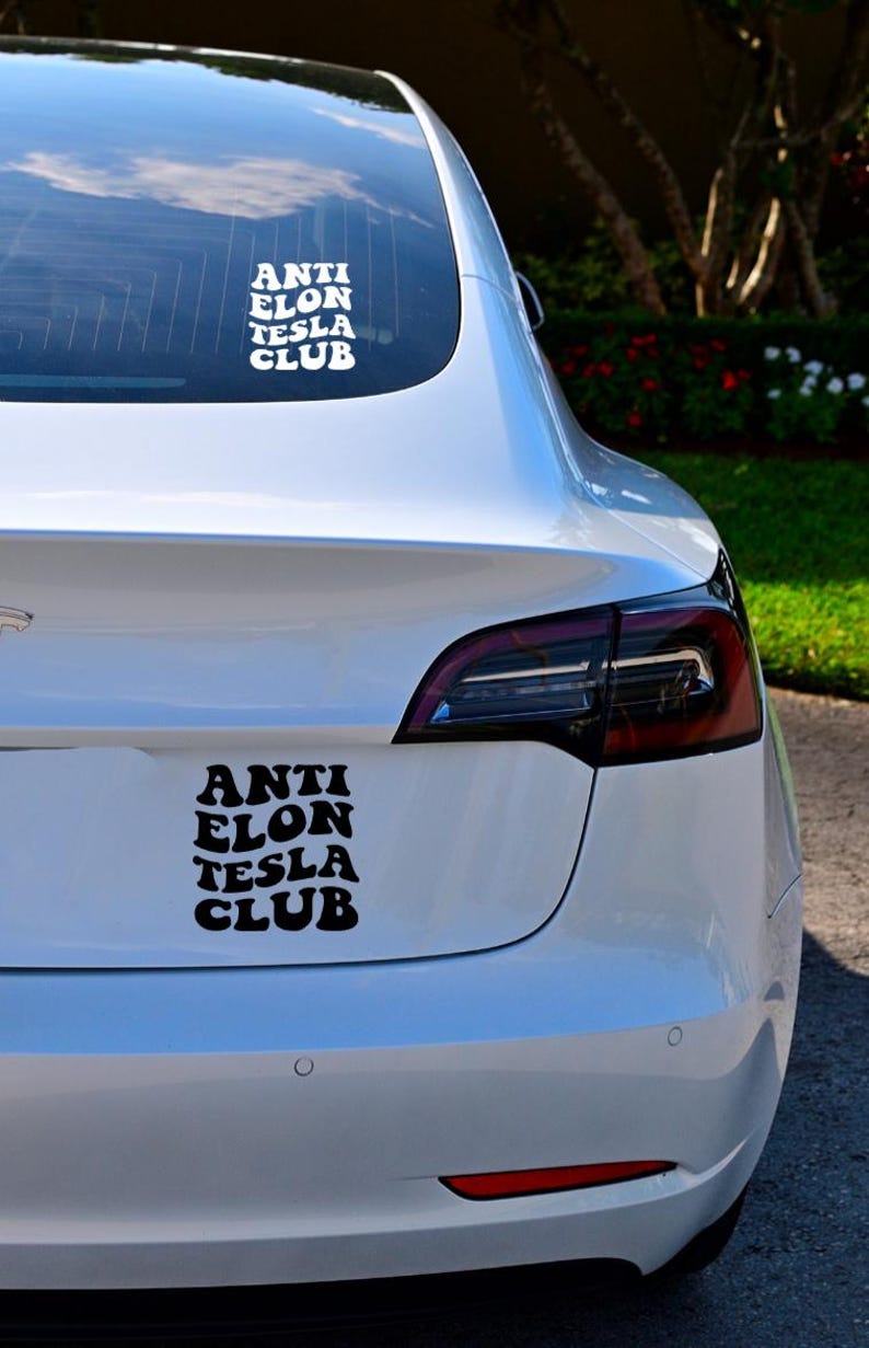 Anti Elon Tesla Club Vinyl Decal | Window Sticker | Bumper Sticker For Tesla Owners For Model X Y Z 3 Elon Musk bild 2