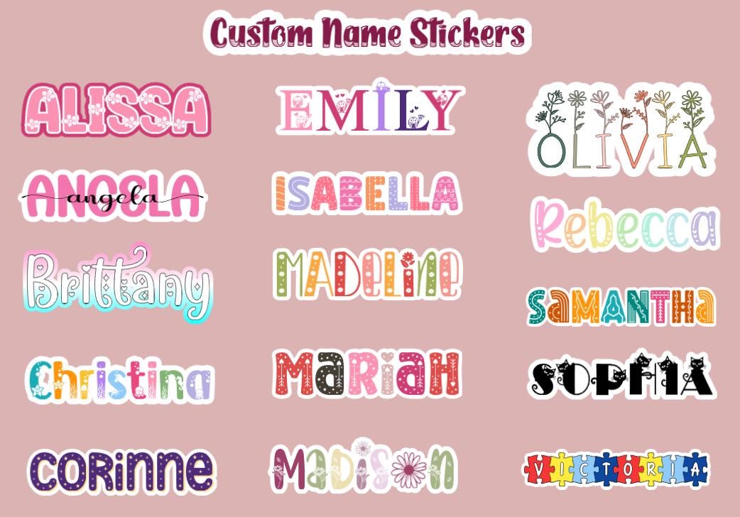 Beautiful Name Sticker Custom Name Stickers | Personalization, Colorful Stickers, Aesthetic ...