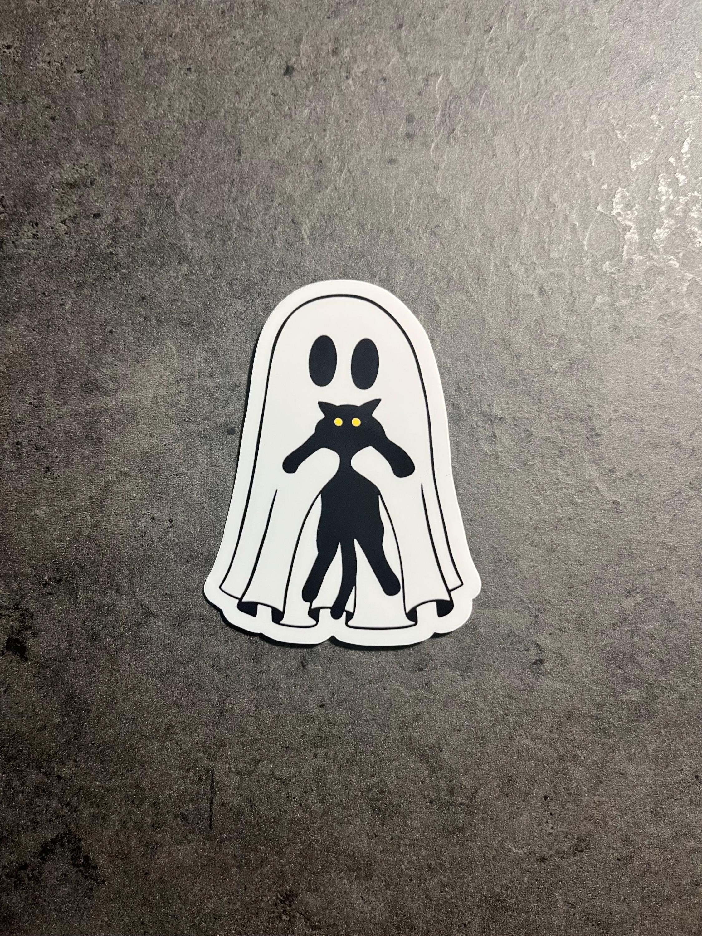 Cute Ghost and Black Cat - Sticker | Halloween Ghost Stickers | Scary ...