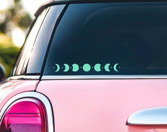 Fases de la Luna - Calcomanía de vinilo para auto / Calcomanías holográficas para auto / Calcomanías para auto para mujeres, calcomanías para vasos, calcomanías para laptop / Calcomanía de bruja / Celestial