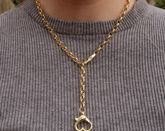 14K Gold Filled Chain with Dangling Heart Clasp