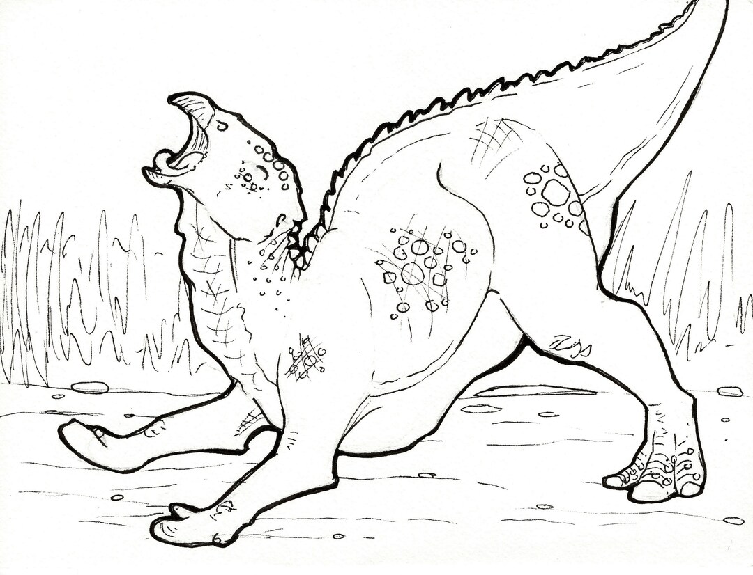 Dinosaur Coloring Page Edmontosaurus Printable Unique Hand Drawn ...