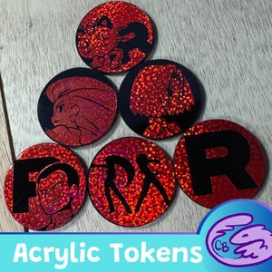 Set di 6 segnalini abilità TCG - Acrilico - Pokemon - Team Rocket