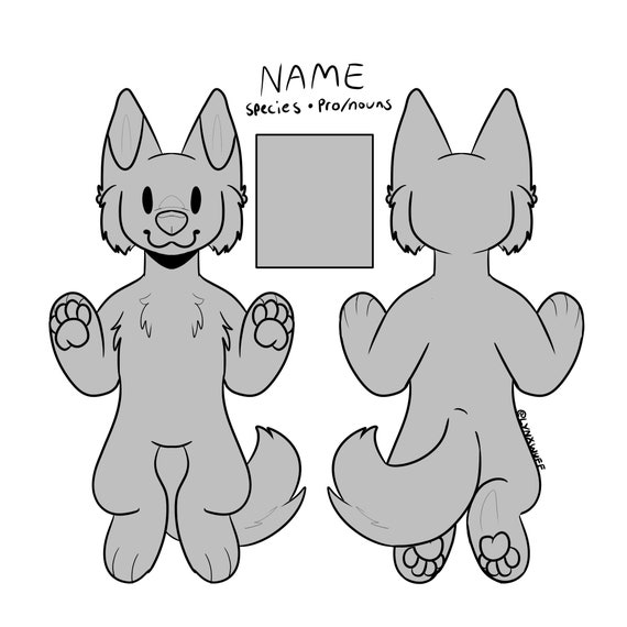 Protogen fursuit reference sheet line art