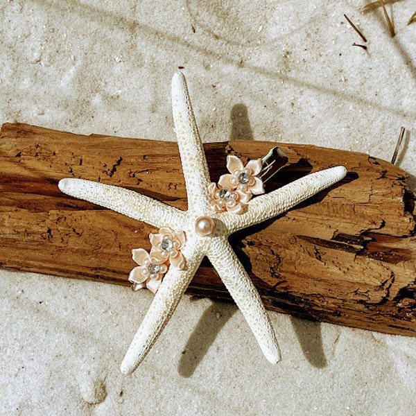 Hair Clip- Starfish (Beaded Floral)  "Star of the Beach Wedding"  5 1/2 inches  Real Starfish! made by Mother Nature!