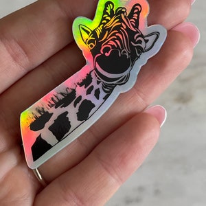 Adesivo Giraffa - Simpatico Vinile con Animale da Safari / Divertente Adesivo della Giungla / Regalo per gli Amanti dello Zoo / Estetica di Animali Alti