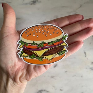 Jumbo Cheeseburger Aufkleber - Glänzendes Vinyl | Fast Food Liebhaber | Burgerästhetik | Witziger Laptop Aufkleber