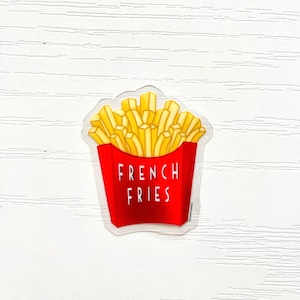 Durchsichtiger Pommes Frites Aufkleber – Süßer Fast Food Vinyl Aufkleber | Snack-Liebhaber-Geschenk | Lustiger Junk Food Aufkleber für Planer & Laptops