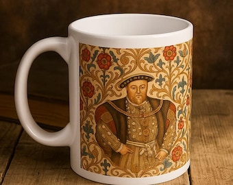 Henry VIII Mug, Tudor Coffee Mug, King Henry VIII Gift, British History Mug, Renaissance Mug, Tudor Rose Mug, Funny History Gift