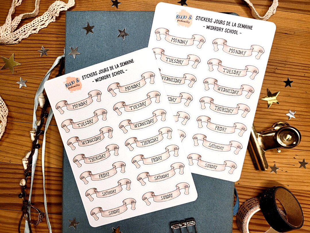 Tpr Sticker Stickers Days of the Week Theme School of Wizards for Bullet - Etsy New ...