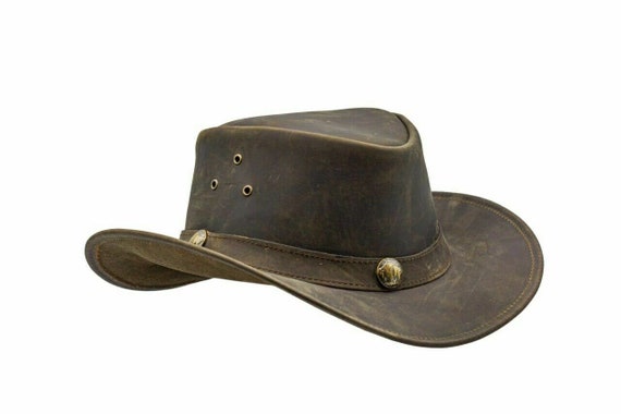 Wholesale HADZAM Brown Leather Western Cowboy Hat