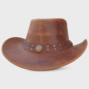 HADZAM Outback Shapeable Western Durable Leather Cowboy Hat for Men and Women