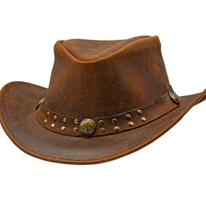 HADZAM Outback Hat Shapeable Into Leather Cowboy Hat Durable Leather ...