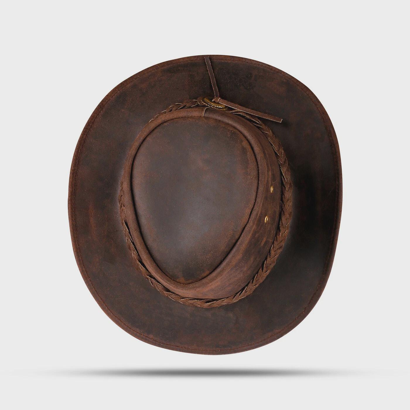 Men and Women Brown Genuine Leather Western Outback Cowboy 
