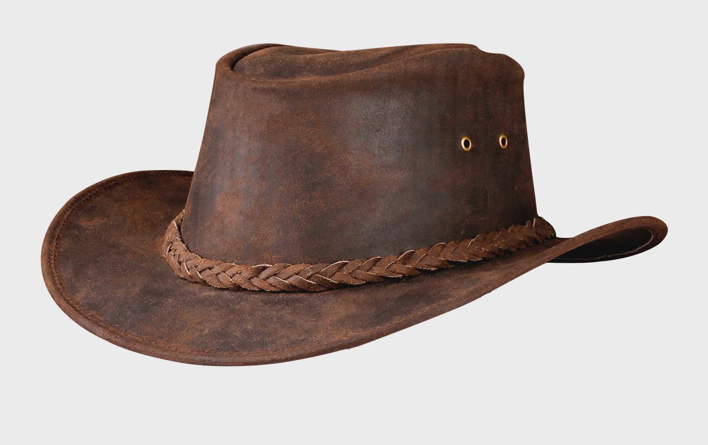 Men and Women Brown Genuine Leather Western Outback Cowboy Hat - Etsy