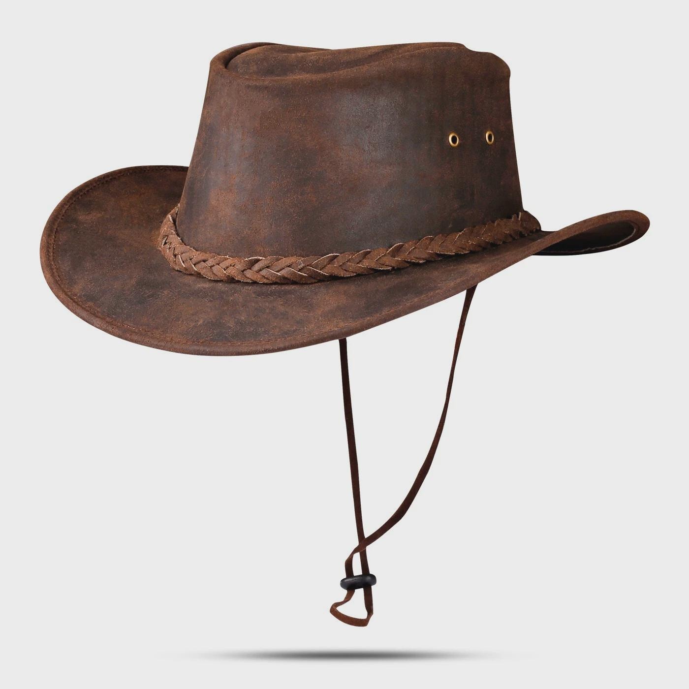 Men and Women Brown Genuine Leather Western Outback Cowboy 