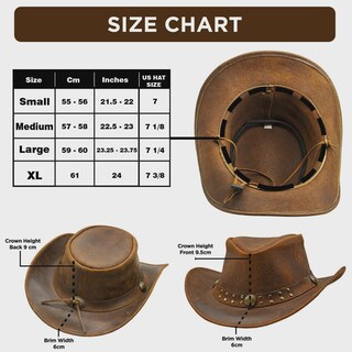 Cappello Outback In Pelle Marrone - Taglia Piccola, Uomo, Stile Australiano