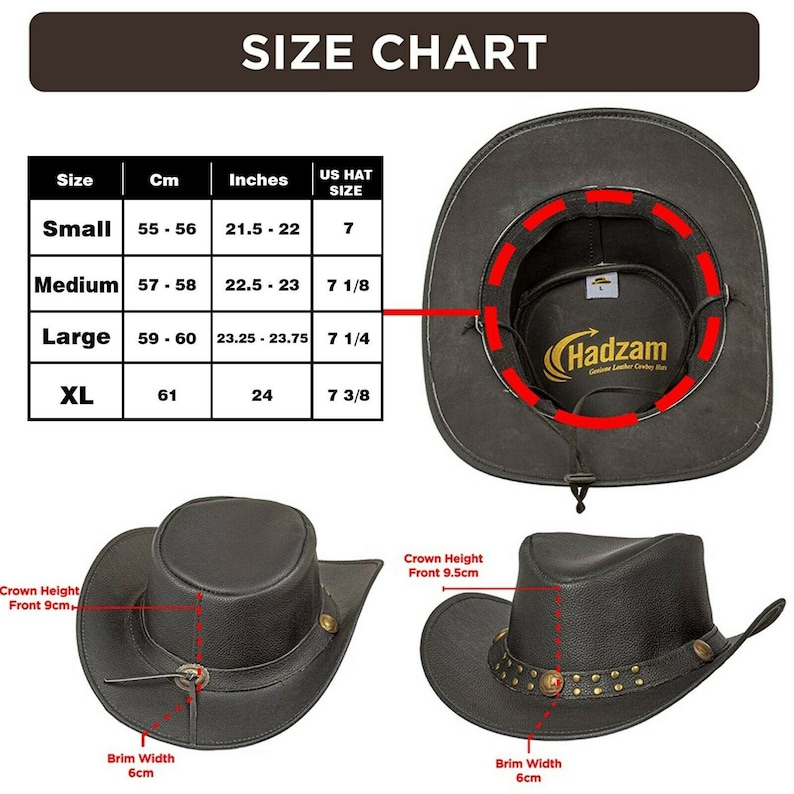 Sombrero De Vaquero Outback Negro Y Dorado Para Hombre - Piel Australiana Auténtica