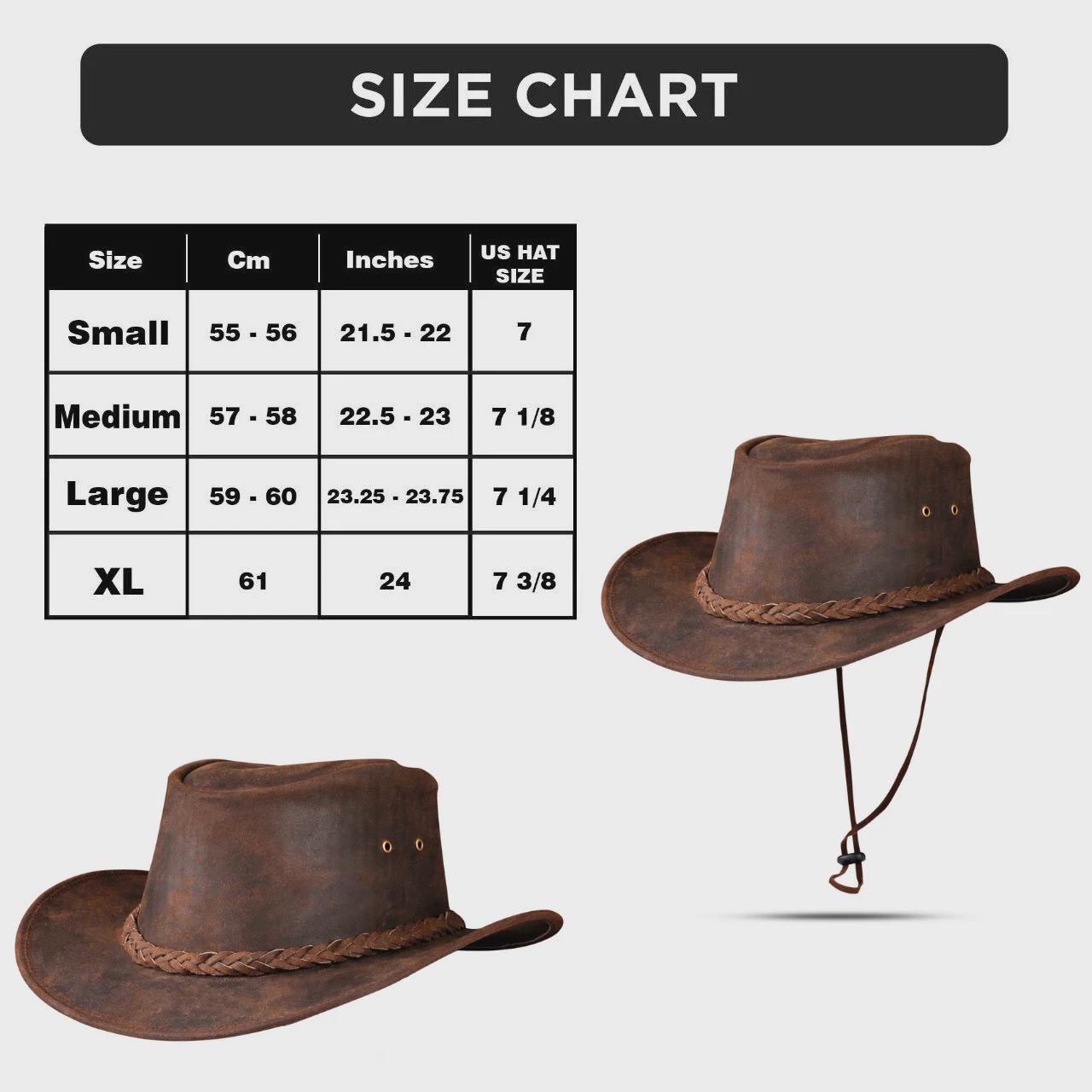 Men and Women Brown Genuine Leather Western Outback Cowboy 
