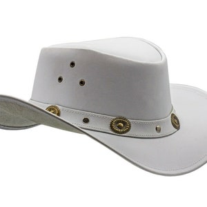 HADZAM Waterproof Outback Leather Cowboy hat | Western Hat for Rain | Durable Leather Hats for Men and Women