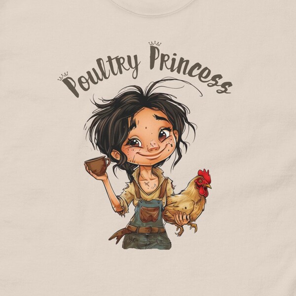 Poultry Princess Crazy Chicken Lady Farm Girl Chicken Coffee Java Lover Tomboy Farmer Black Hair Gift for Her Mom Wife Girlfriend Friend