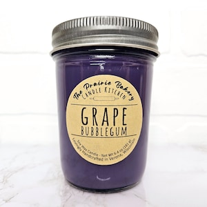 Grape Bubblegum | Scented Soy Wax Candle | Fruity Sweet Sugar Candy Scent | Housewarming Birthday Wedding Holiday  Gift