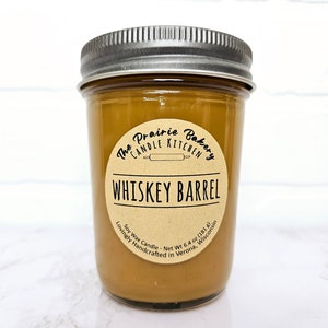 Whiskey Barrel | Scented Soy Wax Candle | Rustic Masculine Bourbon Ash Scent | Housewarming Birthday Wedding Spring Easter Gift