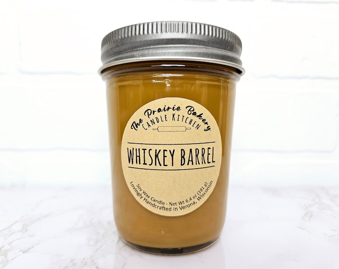 Whiskey Barrel | Scented Soy Wax Candle | Rustic Masculine Bourbon Ash Scent | Housewarming Birthday Wedding Holiday  Gift