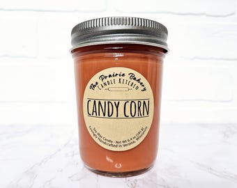 Candy Corn | Scented Soy Wax Candle | Fall Autumn Halloween Sweet Sugar Candy Scent | Housewarming Birthday Wedding Holiday Gift