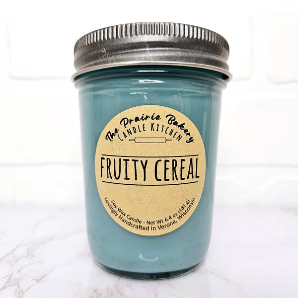 Fruity Cereal | Scented Soy Wax Candle | Tropical Vanilla Loop Breakfast Pebble Scent | Housewarming Birthday Wedding Spring Easter Gift