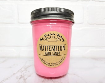 Watermelon Hard Candy | Scented Soy Wax Candle | Fruity Sweet Sugar Bubblegum Scent | Housewarming Birthday Wedding Spring Easter Gift