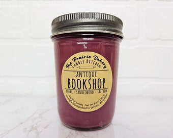 Antique Bookshop | Scented Soy Wax Candle | Incense Cedar Saffron Sandalwood Scent | Housewarming Birthday Wedding Mother's Day Gift